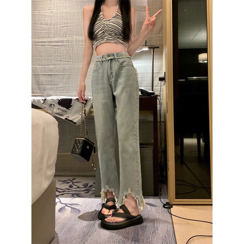 Quần jeans Dài Rách Gối Thời Trang Dành Cho Nữ