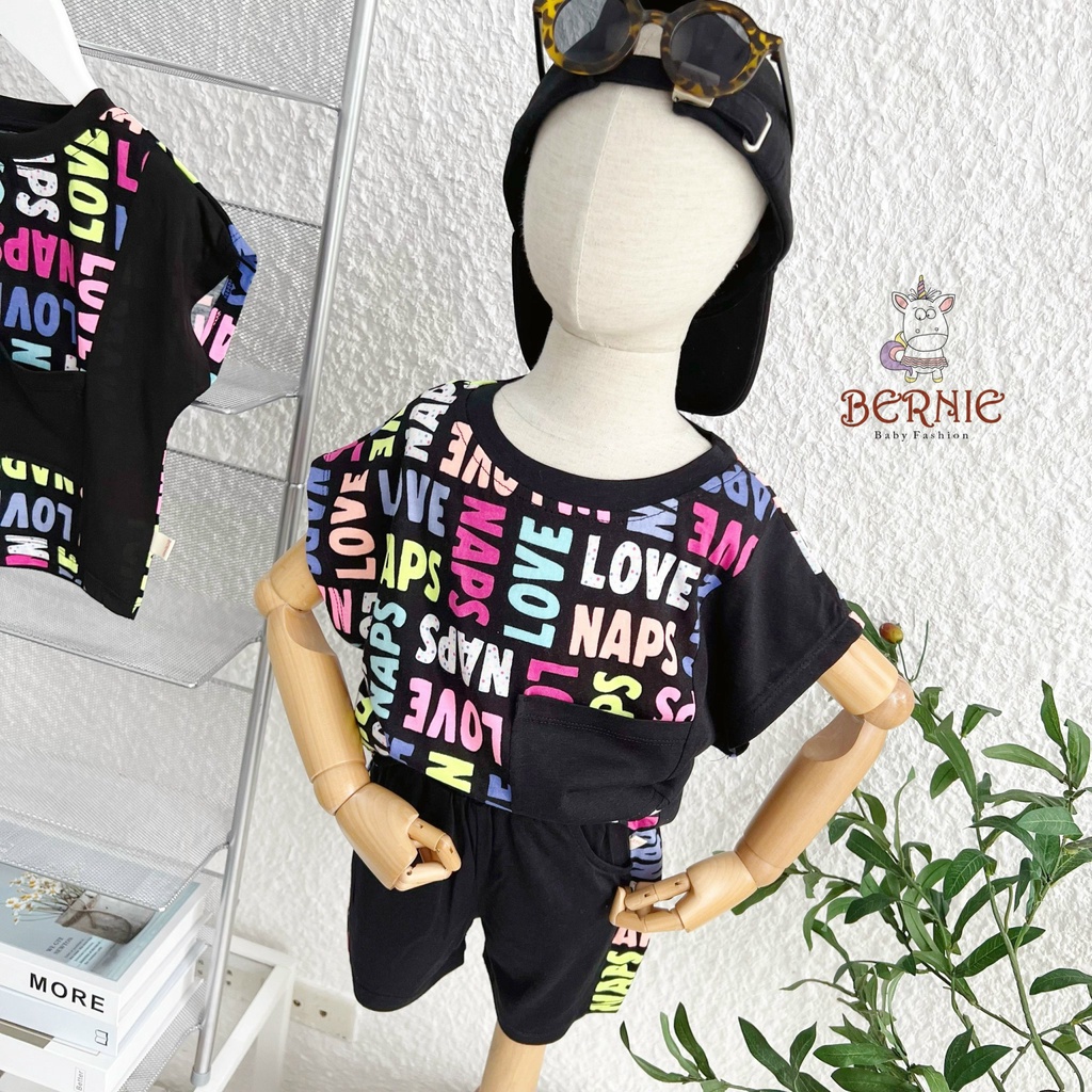 Bộ cotton hoạ tiết cá tính cho bé, bộ thun bé trai sành điệu hoạ tiết