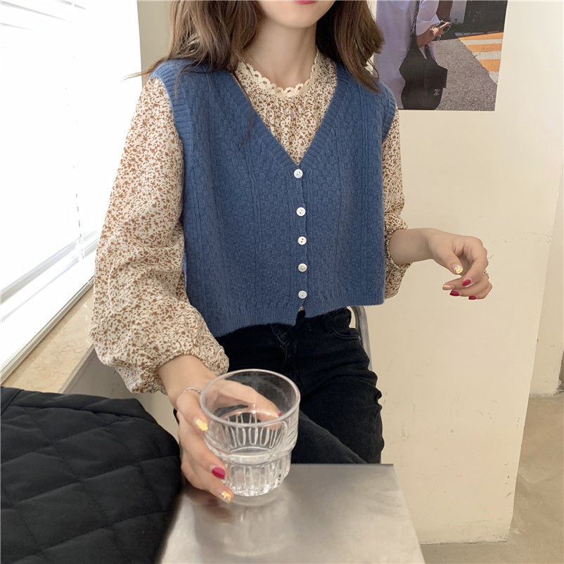 Áo gile dệt kim không cần cài nút phong cách trẻ trung cho nữ | BigBuy360 - bigbuy360.vn