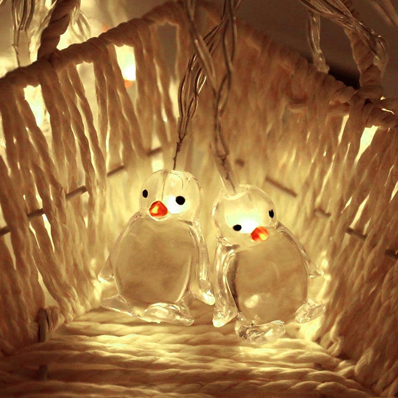 Dây Đèn LED 10 Bóng Dài 1.65M Hình Chim Cánh Cụt Trang Trí Đa Dụng