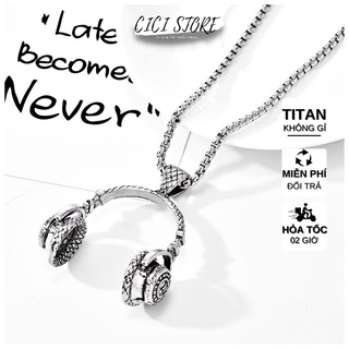 Dây Chuyền Nam Titan Hình Tai Nghe Phong Cách Hiphop - Vòng Cổ Nam Titan Hình Tai Nghe Headphone Cực Chất 2021