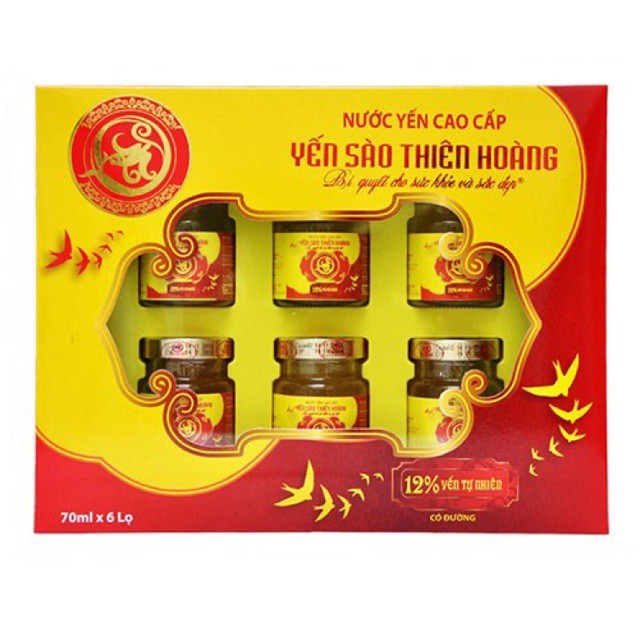 Nước Yến Nguyên Chất Thiên Hoàng 12% (6 lọ x 70ml)