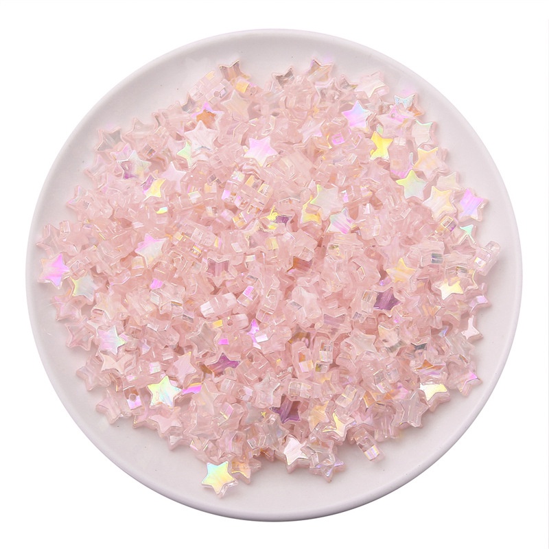 Set 100 Hạt Nhựa Acrylic Hình Ngôi Sao/Trái Tim Màu Kẹo Trong Suốt 10mm Làm Trang Sức DIY