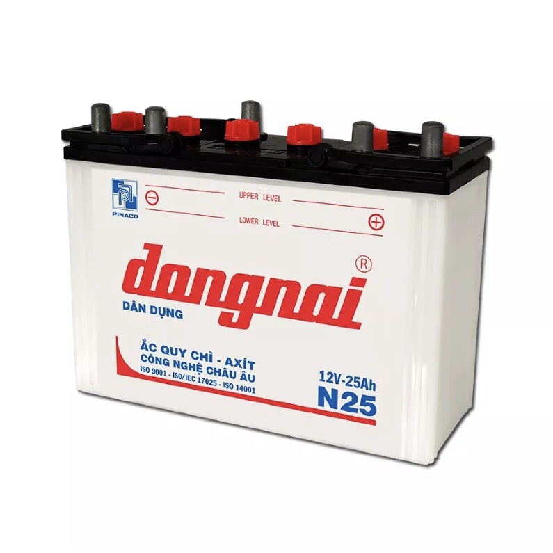 Ắc quy N25 dòng chuyên dụng cho thắp sáng và xe ba gác (12V - 25Ah) - Kèm axit châm ắc quy