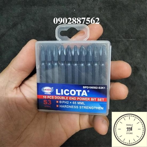 Mũi Vít 2 Đầu bake Xanh Ngắn PH2X65mm Licota thép vanadium
