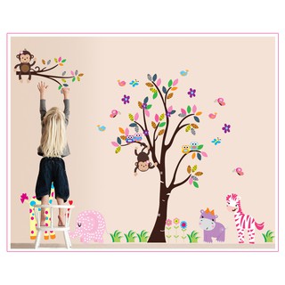 (Size lớn)Decal dán tường VUI CÙNG KHỈ CON DF5099
