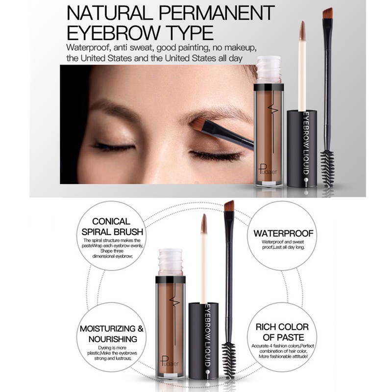 Kem Kẻ Lông Mày Pudaier Chống Nước Chống Mồ Hôi Lâu Phai Kèm Cọ Tiện Dụng