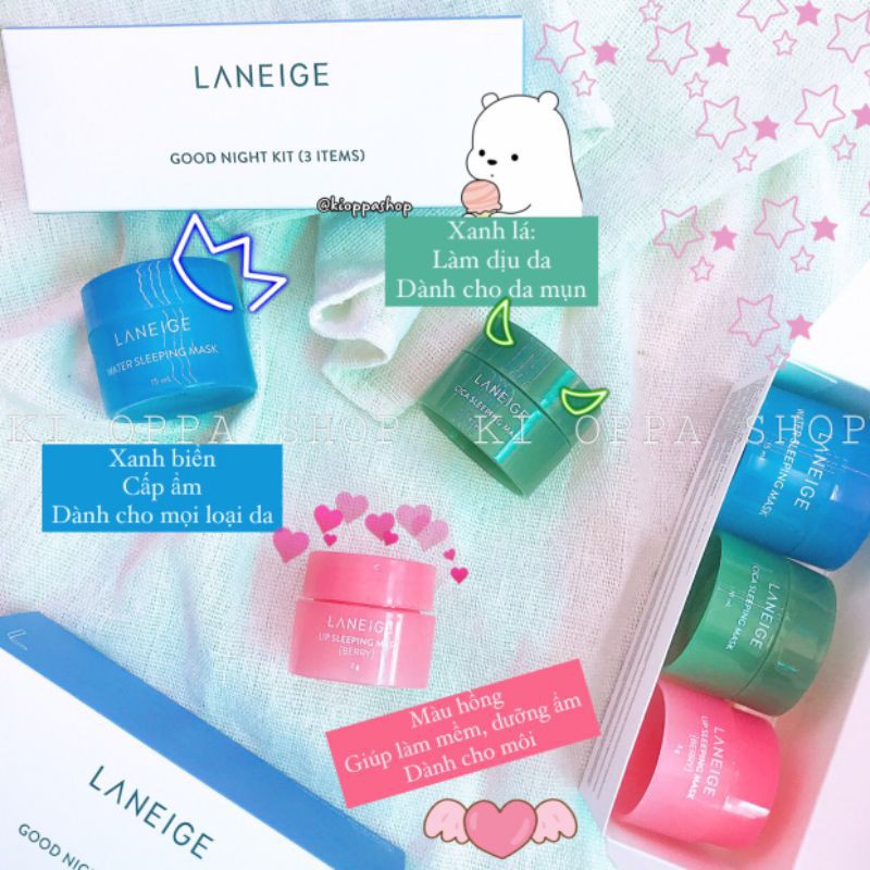 [ SET ] mặt nạ ngủ mặt và môi Laneige good night kit Sleeping Mask