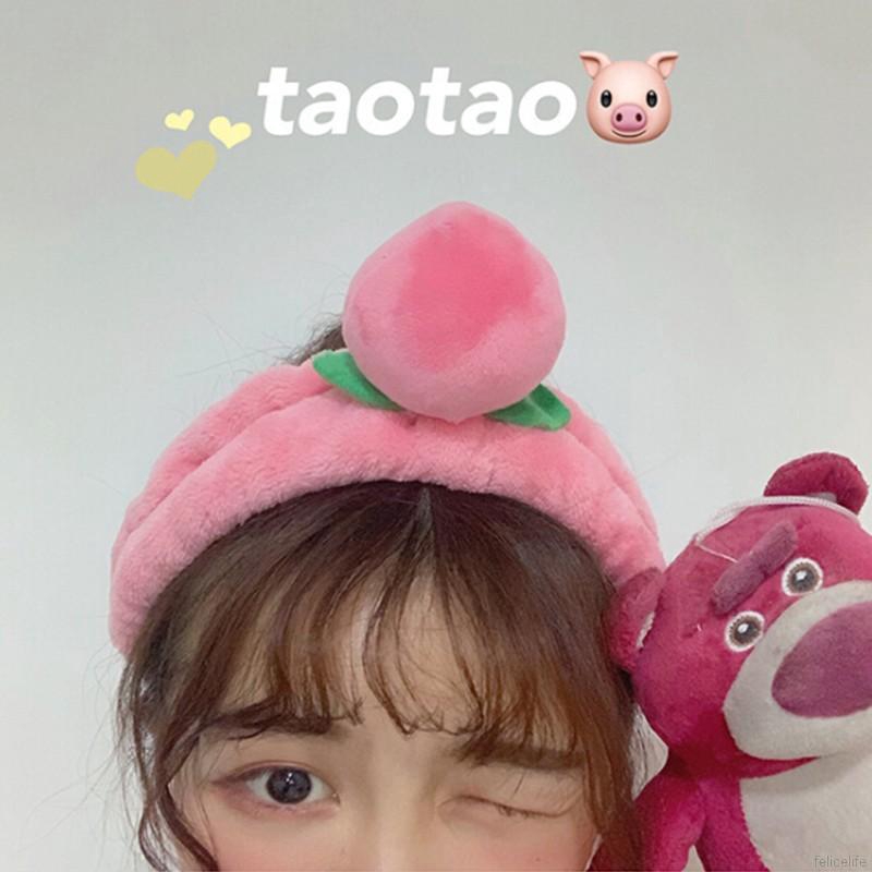 Băng đô màu hồng trang trí hình quả đào dễ thương