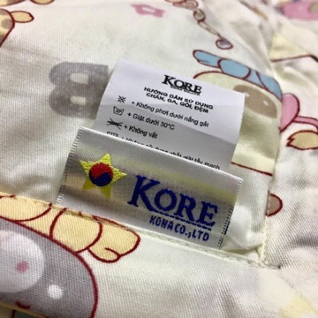 Chăn trần Kore cho bé 100% cotton kèm vỏ gối