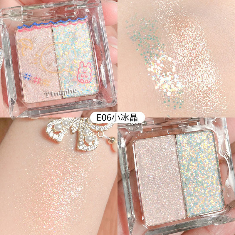 [Hàng mới về] Bảng Phấn Mắt Ba Màu Lì Và Ánh Nhũ Kim Tuyến Kết Hợp Thời Trang | BigBuy360 - bigbuy360.vn