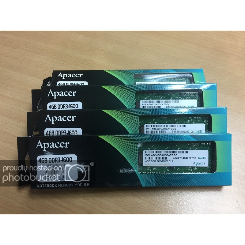 [Mã 267ELSALE hoàn 7% đơn 300K] Ram Apacer 4GB DDR3 Bus 1600 BH 36T