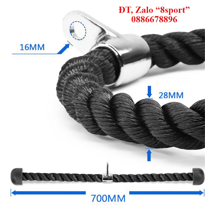 Dây thừng kéo xô dùng cho các bài tập ngực, tay trước, tay sau