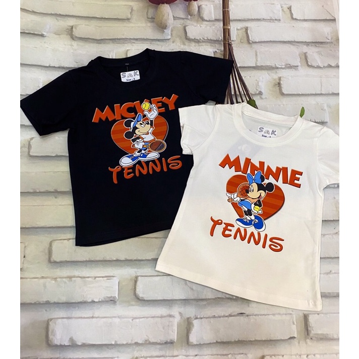 Áo Thun Cặp Bé Trai Bé Gái Chuột Tennis