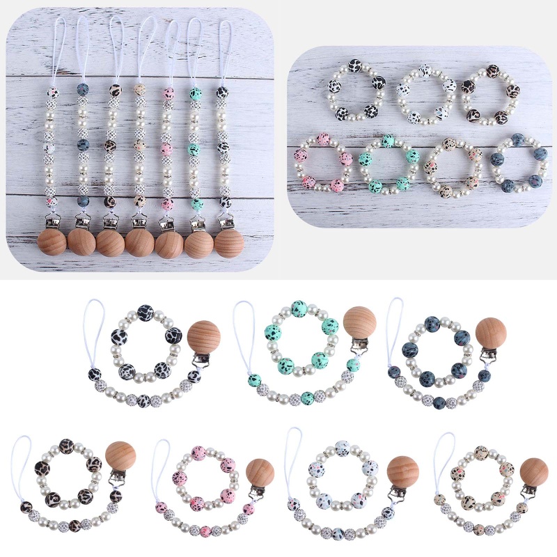 Vòng Tay Chuỗi Hạt Silicone Đính Núm Vú Giả Cho Bé Mọc Răng