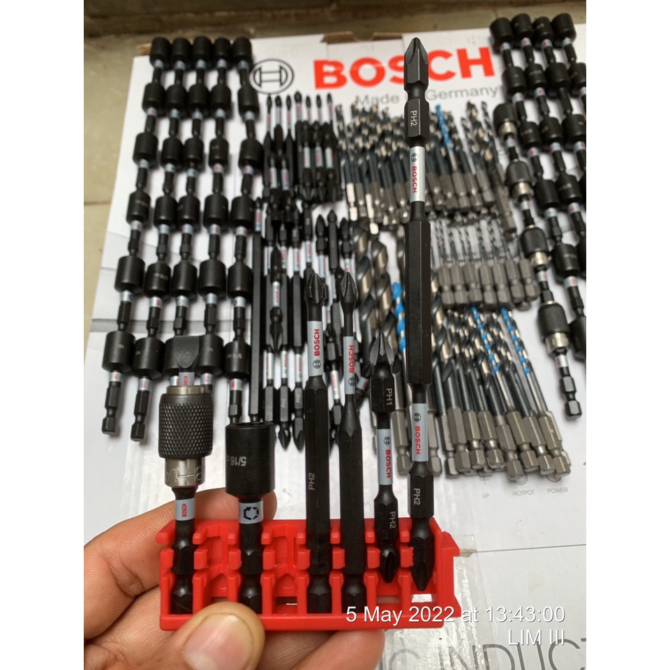 Bộ mũi vít PH1 PH2 SL8 đầu chuyển bu lông 1/4 3/8 1/2  đầu bắn tôn 1/4 5/16 10ly Bosch
