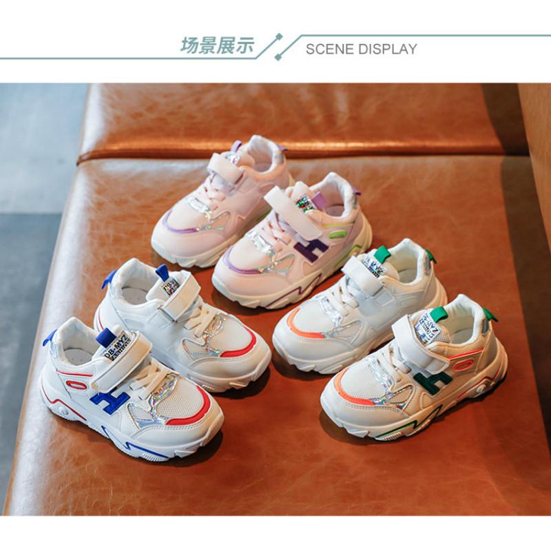 Giày thể thao phối lưới thoáng khí in chữ có size 26-37 thời trang Hàn Quốc dành cho bé trai và bé gái