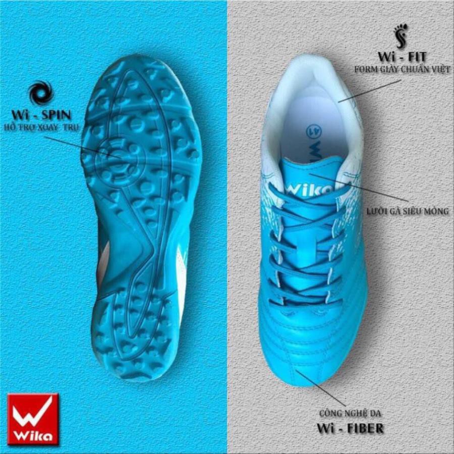 [CHÍNH HÃNG ]Giày bóng đá nam sân cỏ nhân tạo Wika Winner chính hãng xanh ngọc đẹp bền giá rẻ KM - Tặng Tất chống trượt
