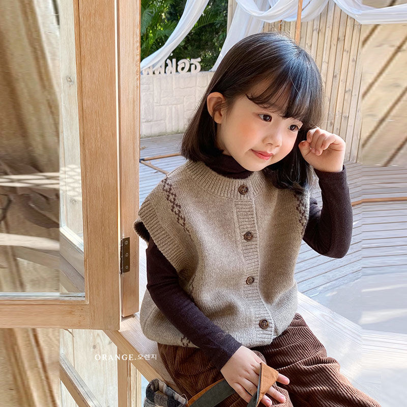 Áo khoác cardigan dệt kim phong cách Hàn Quốc cổ điển cho bé gái