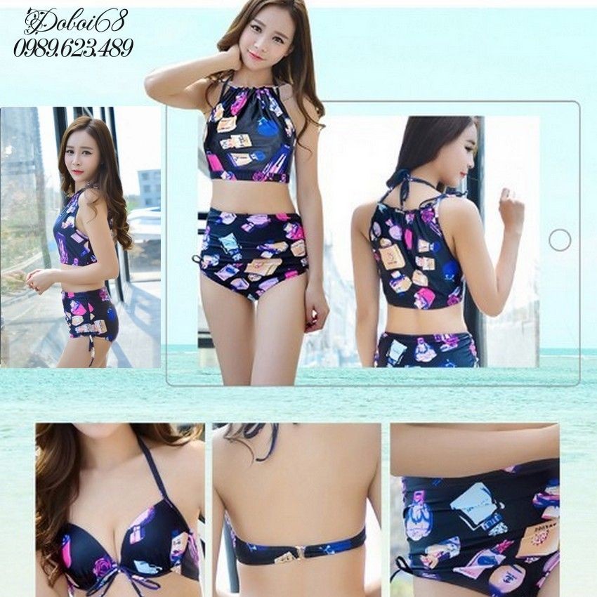 Đồ bơi sành điệu cho người lớn từ 40-67kg Doboi68 áo yếm, quần cạp cao B03XD | BigBuy360 - bigbuy360.vn