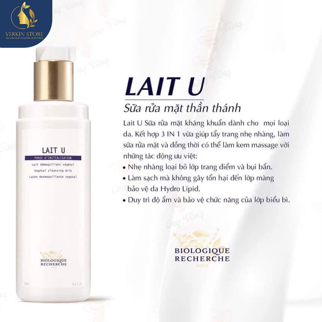 Sữa rửa mặt Biologique Recherche Lait U cho da dầu mụn 20ml  - Verkin Store