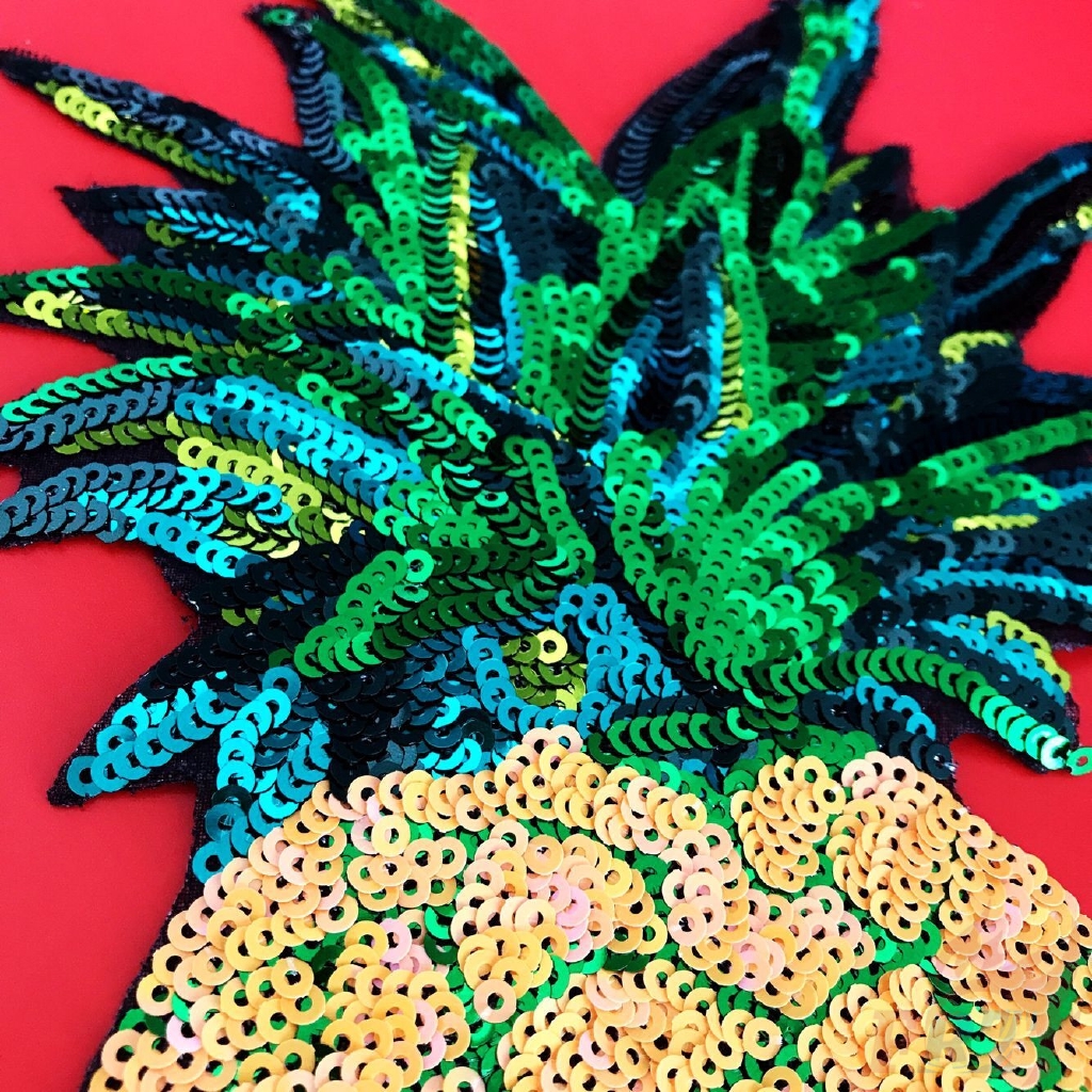 Sticker ủi thêu hình quả dứa（☸ Fruits - Pineapple Sequins Patch ☸）（L-11074）
