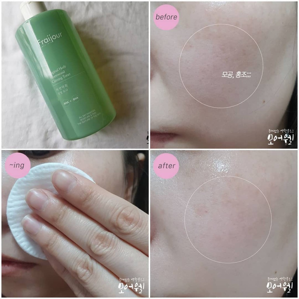 Toner và Kem dưỡng ẩm FRAIJOUR Original Herb Wormwood Calming Toner và Watery Cream