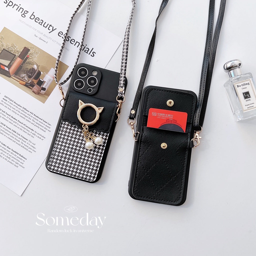 Ốp Điện Thoại In Hình Mèo 3D Kèm Ngăn Đựng Thẻ Cho iphone 5 5s 6 7 6s plus X XR XS max 11 12 13 MINI 14pro 14max 14 pro max