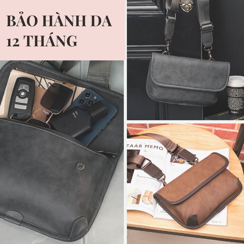 Túi đeo chéo nam ⚡FREESHIP⚡da đeo chéo ngực vai Lịch lãm, phong cách, bền đẹp. BH 12t Tặng Vớ nam 6U18