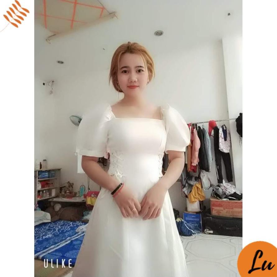 Đầm Chữ A LuShopvn Tay Phồng Đan Dây Eo May 2 Lớp hợp với Dự Tiệc Dạo Phố Đi Chơi Hàng Cao Cấp Giá Tốt