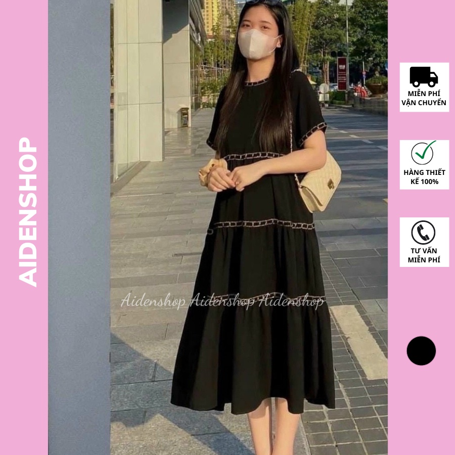 Váy bầu công sở thiết kế Aidenshop đầm bầu mùa hè dáng dài suông