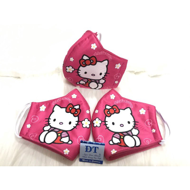 Khẩu trang in hình kity cho bé size 2-8 tuổi