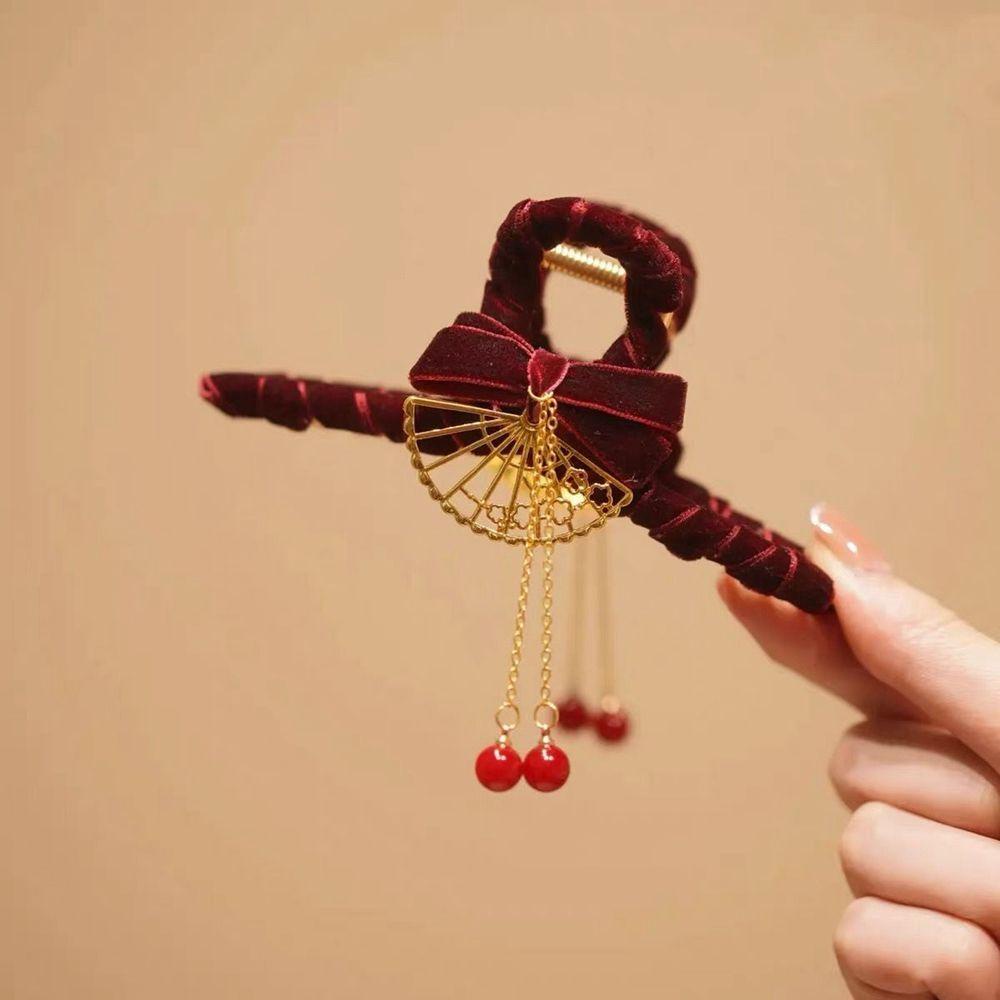 Kẹp Tóc Nơ Cỡ Lớn Bằng Nhung Phong Cách Trung Hoa Đơn Giản WMES15H Cho Nữ