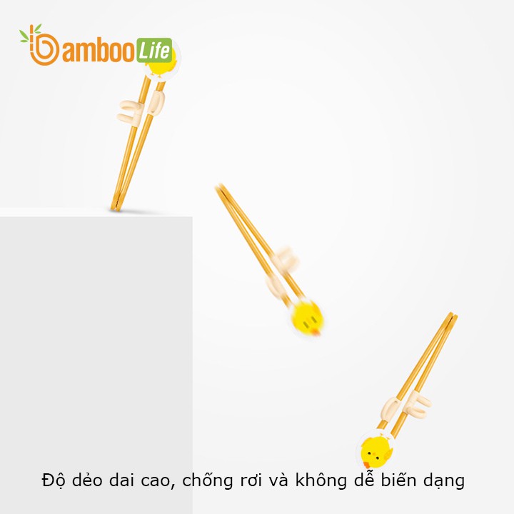 Đũa tập ăn cho bé xỏ ngón Bamboo Life BL099 bột ngô giúp bé tập gắp, chống trơn trượt