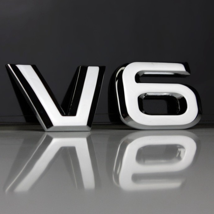 Sản phẩm Decal tem chữ V6 inox dán ô tô: Mã sản phẩm G40107 .