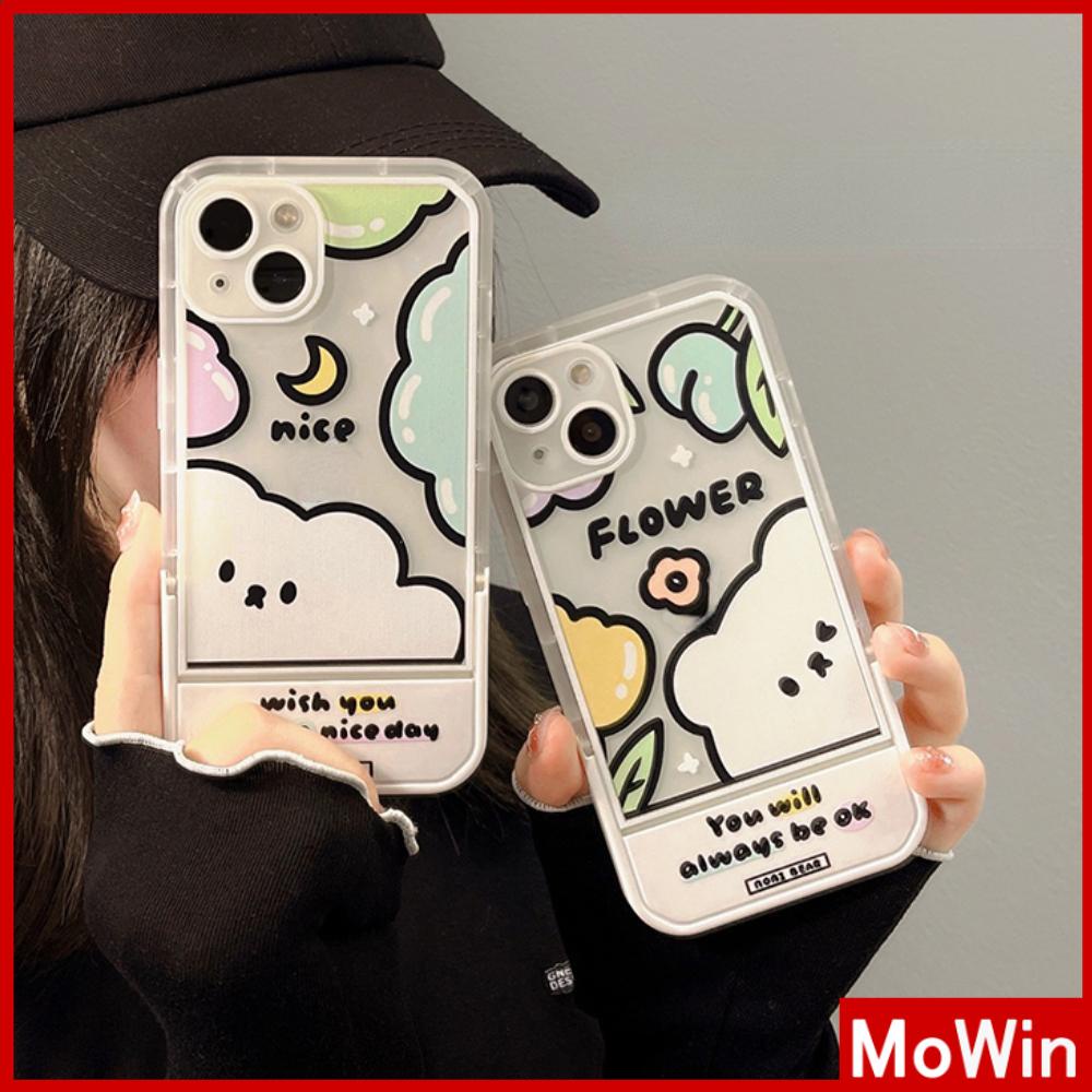 Ốp điện thoại giá đỡ ẩn acrylic mềm in gấu thích hợp cho iPhone 11 Pro Max 13 Pro Max 12 Pro Max 7Plus xr XS Max