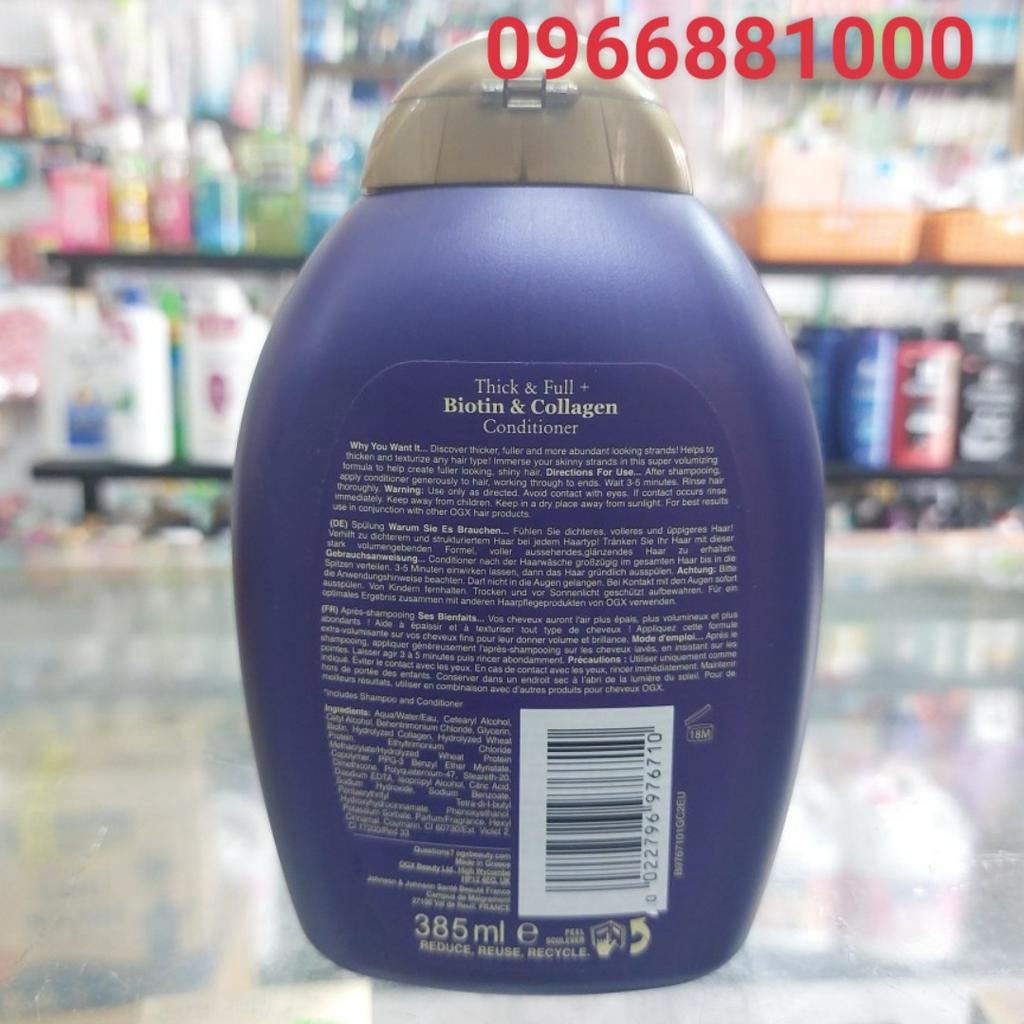 Bộ Dầu Gội Xả OGX Biotin&collagen Mỹ 385+385ml