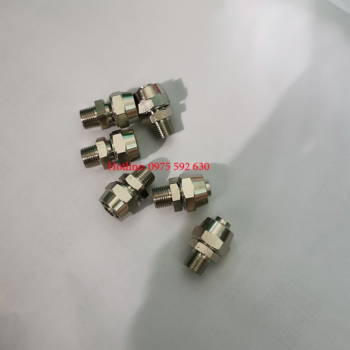Khớp nối nhanh INOX ren ngoài cắm ống PU 6 , 8, 10, 12
