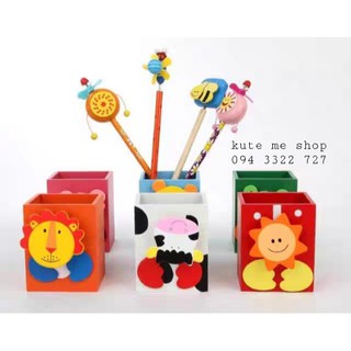 Hộp gỗ cắm bút cho bé