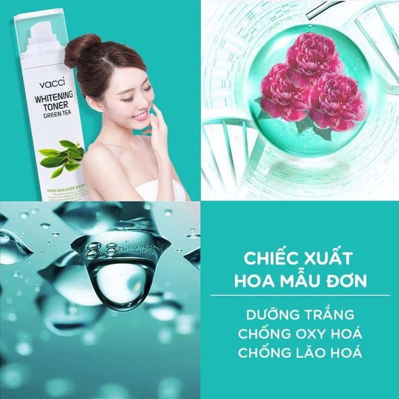 NƯỚC HOA HỒNG VACCI - TRẮNG DA CHIẾT XUẤT TRÀ XANH - WHITENING TONER GREEN TEA