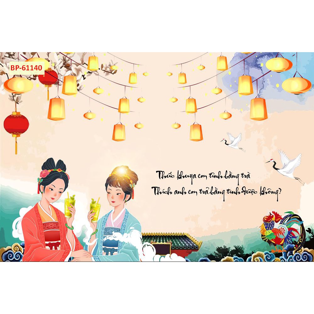 Tranh dán tường Quán Cafe, Trà Sữa, Trang Trí Cửa Hàng 3D tặng keo và dụng cụ dán