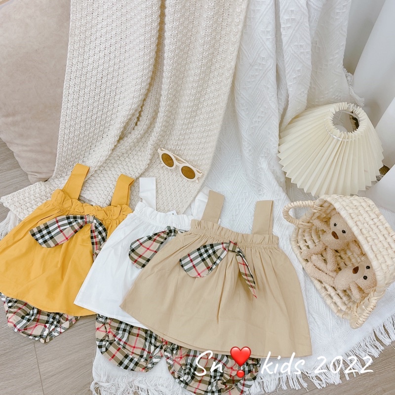 Xả Bộ thô nơ quần chip kẻ mềm snkids