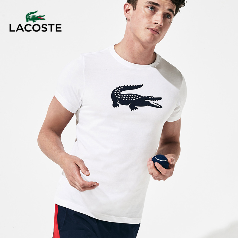 Lacoste France Men's Crocodile Spring and Summer Bags Fashion Simple Breathable Round Neck Shirt Men's Short-sleeved T-shirt