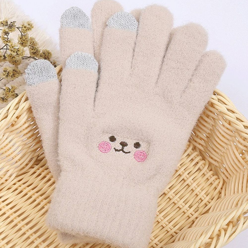 Găng tay dệt kim giữ ấm mùa đông phong cách Nhật Bản có thể dùng màn hình cảm ứng