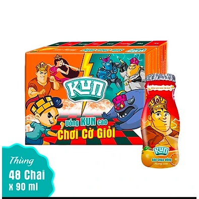 Thùng 48 chai 90ml Sữa Chua Uống KUN hương Dâu/ Cam