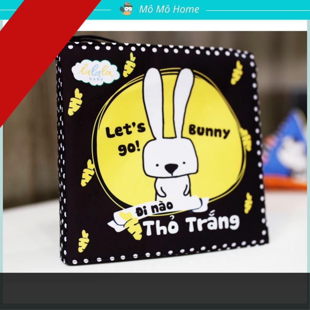 Sách vải Song ngữ cho bé Lalala baby kích thích thị giác " Đi nào thỏ trắng - Let's go Bunny"