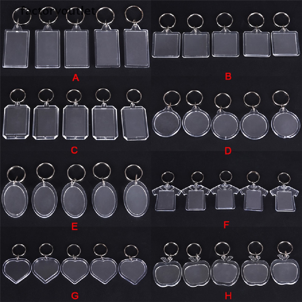 Set 5 móc khóa khung ảnh trong suốt DIY