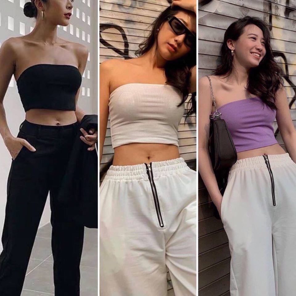 Áo Quây Ngực Thun Tăm Nữ  Croptop ngắn dáng ôm, phông trơn body màu đen trắng SIÊU HOT