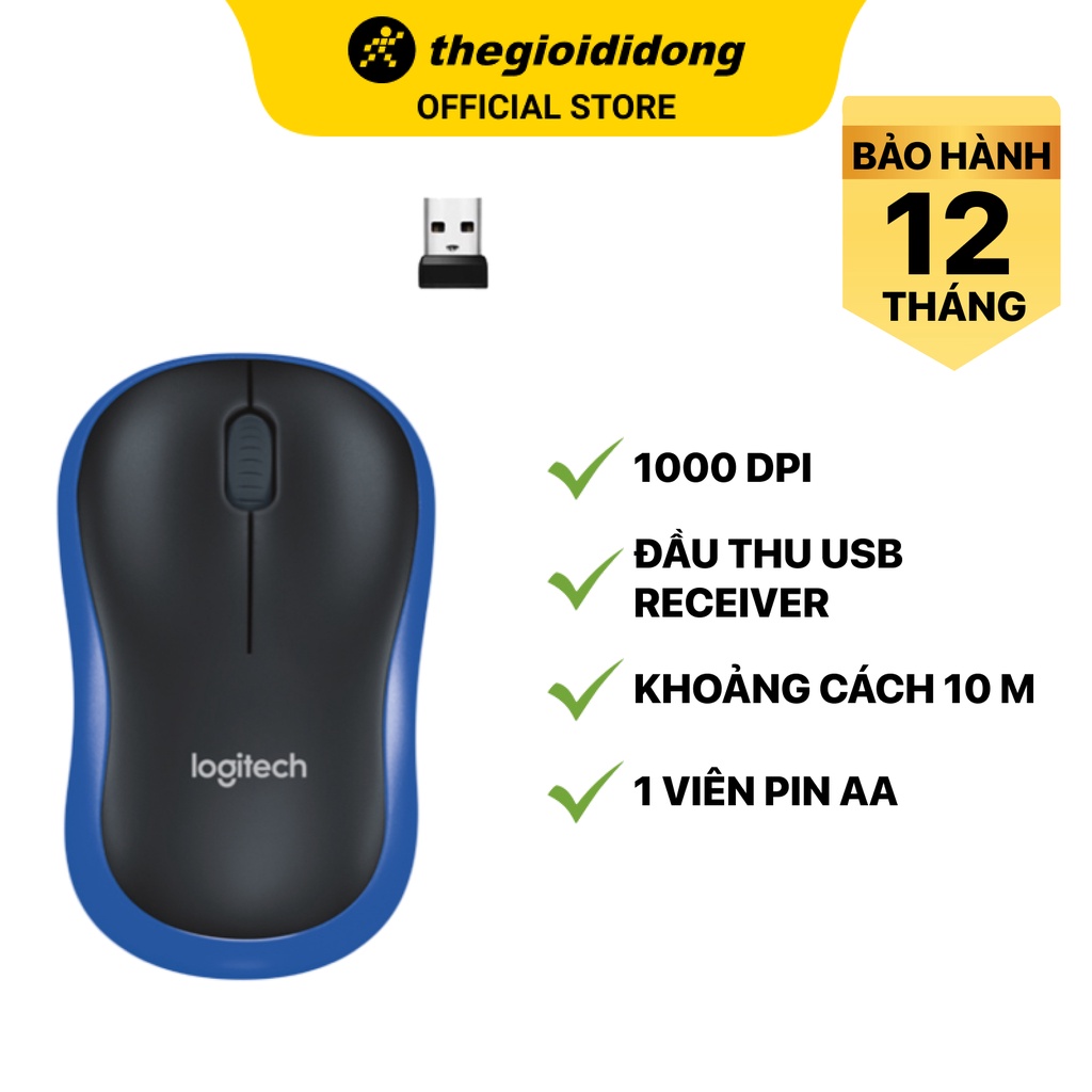 Chuột Không Dây Logitech M185 Đỏ 1000 DPI - Hàng chính hãng - BH 12 tháng