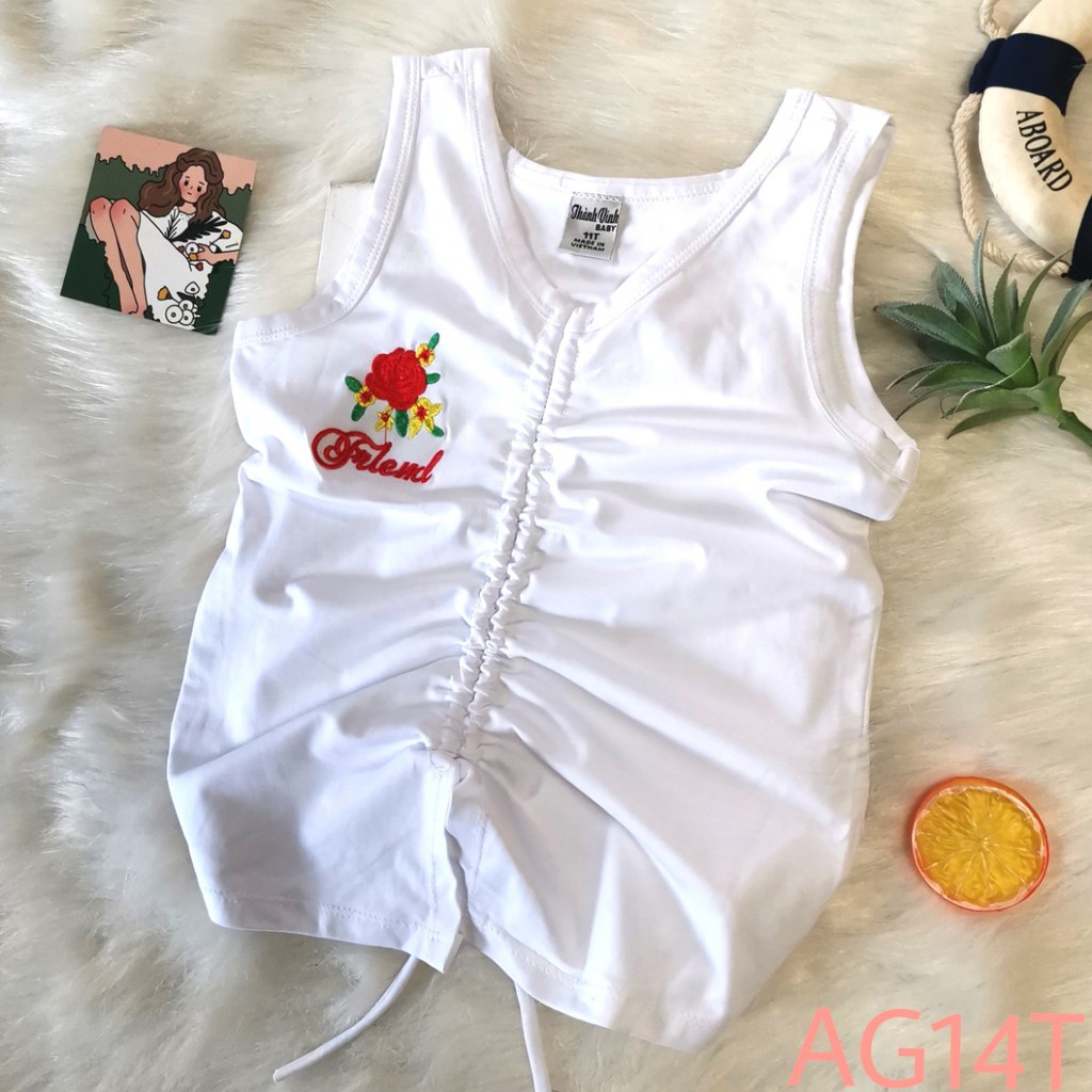 Áo thun ba lỗ bé gái size đại kiểu dáng CROPTOP buộc dây